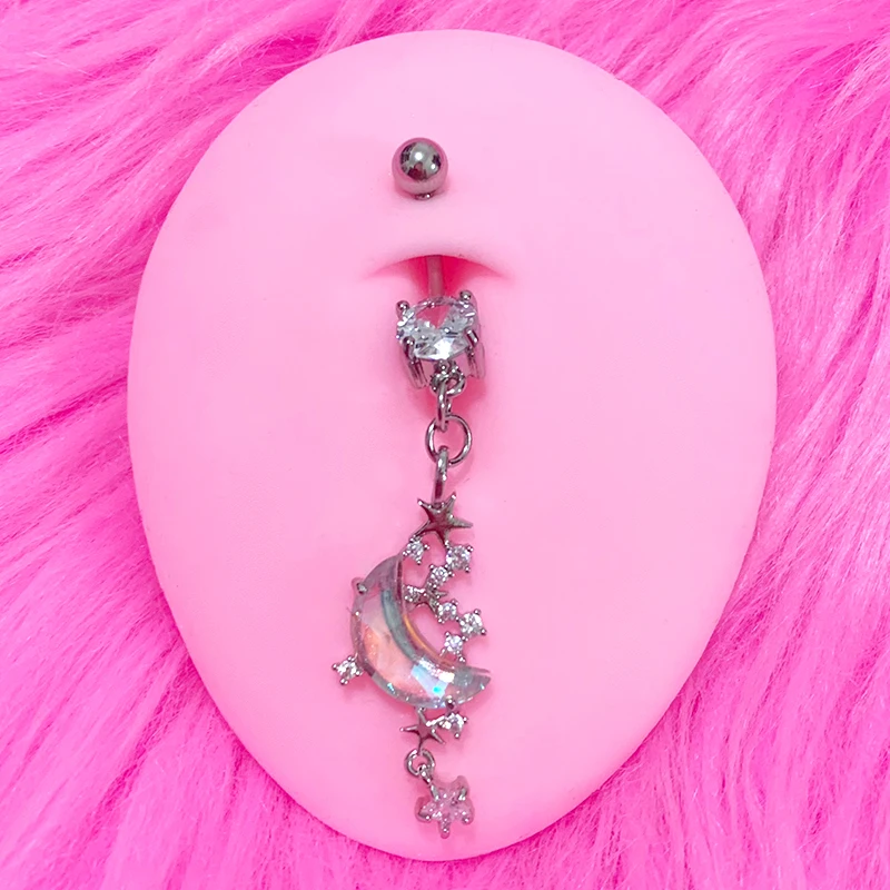 Y2K Accessories Zircon Planet Moon Belly Rings Sexy Fashion Jewelry Cute Butterfly Body Piercing Jewelry Belly Button Rings