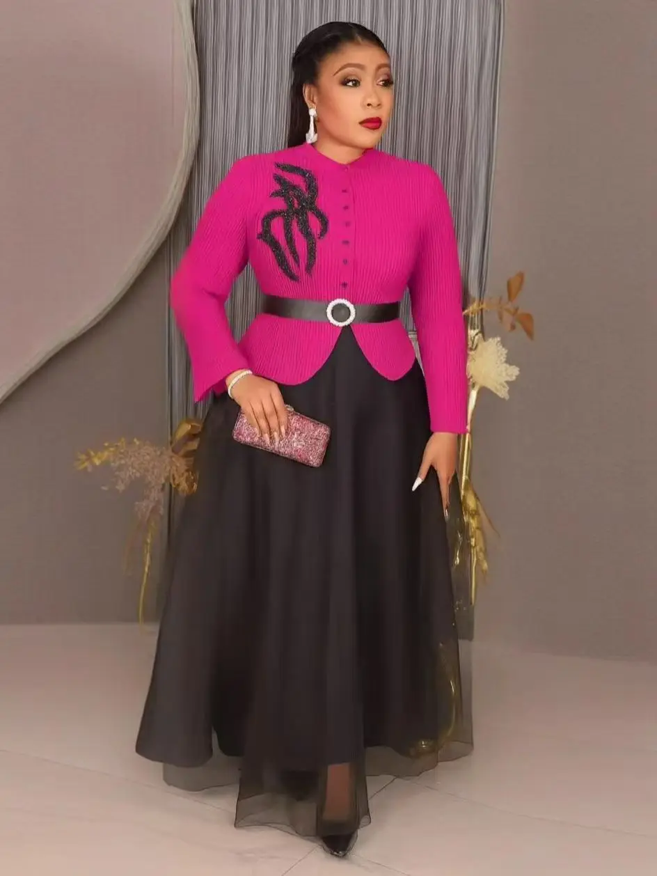 

2 pieces skirt evening dresses suit luxury 2025 traditional outfit fashion vestidos de fiesta elegantes african dresses for wom