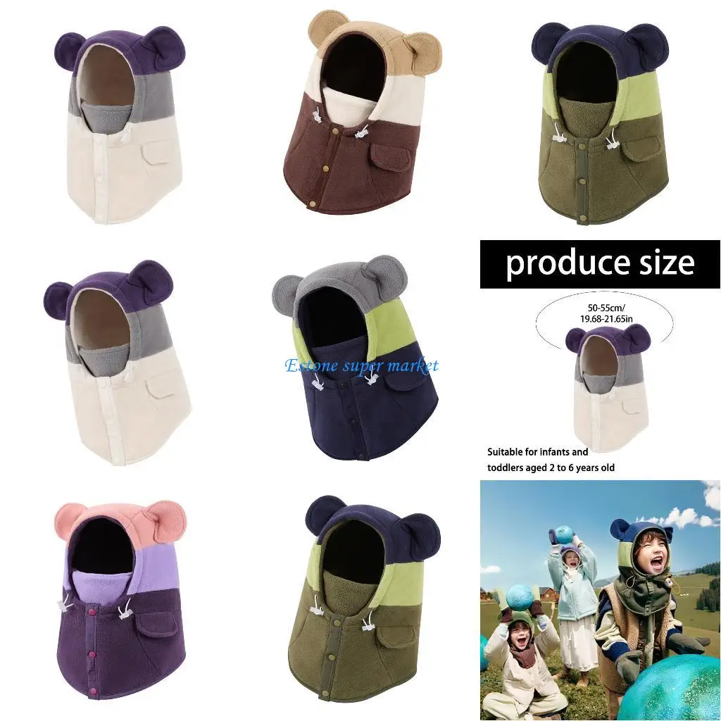 

090B Baby Infant Full Face Cover Fleece Balaclava Hooded With Thick Soft