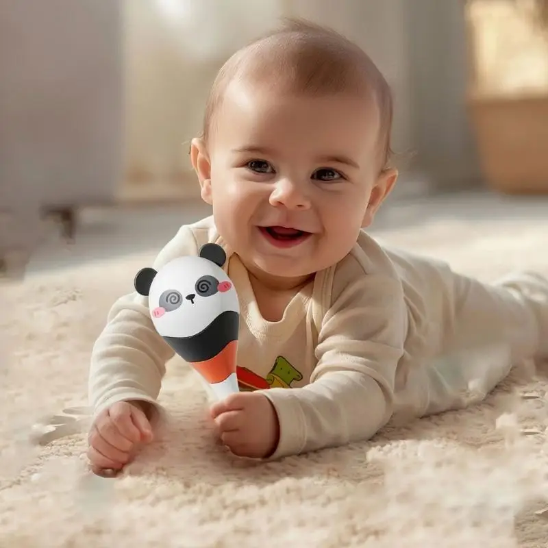 y88d كرتون الباندا شكل حشرجة حشرجة ماراكاس لعبة الرضع الرضيع الحشرات الحواس #3