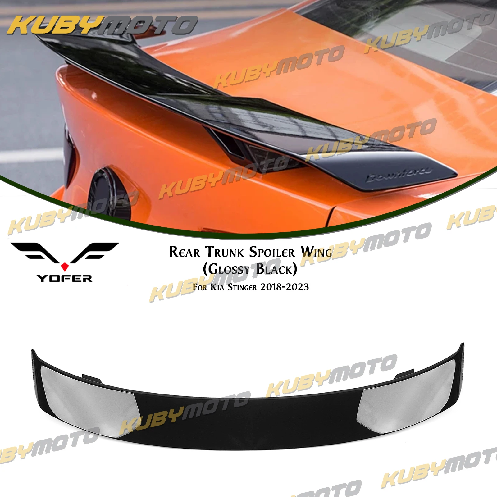 YOFER Rear Trunk Lid Spoiler Wing For Kia Stinger 2018-2023 Boot Lip Upper Splitter Duckbill Ducktail Tail Trim Gloss Black