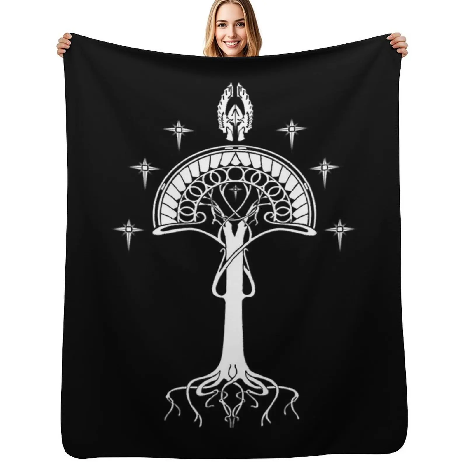 

Sigil of the United Kingdom of Arnor and Gondor (Gondorian black variant) Throw Blanket Custom For Baby Blankets
