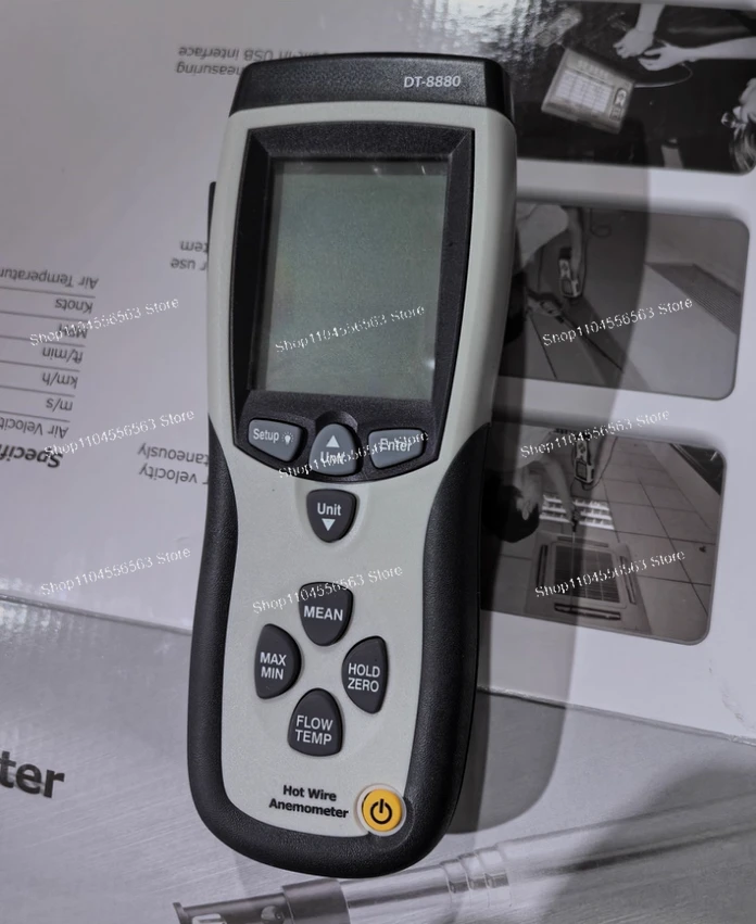 Portable Hot-Wire Anemometer DT-8880 for Wind Speed/Flow/Temp/Diff Pressure with USB Output for HVAC & Industrial