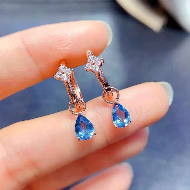 

Серьги-кольца из твердого серебра 925 пробы, 5 мм * 7 мм, серьги с натуральным топазом и перидотом, 3 слоя, позолота 18 карат