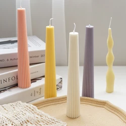 16-36cm Striped Long Pole Column Aromatherapy Candle Mold Kit PC Plastic Acrylic Molds DIY Handmade Church Candle Making Tool
