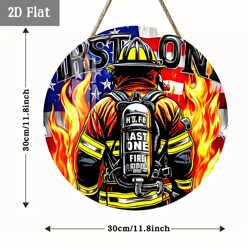2D Flat, 1pc Firefighter-Themed Woodblock Wall Decor - Retro American Fire Department Panel Suitable for Home, Garage, Cafe, Fir