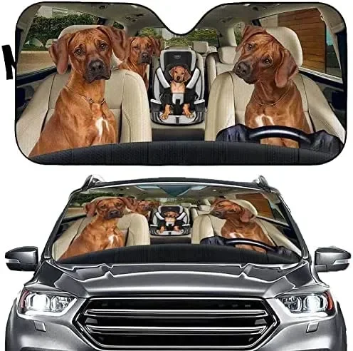 Rhodesian Ridgeback Family Driving Car Sunshade, Rhodesian Ridgeback Family Car Sunshade for Windshield, Rhodesian Ridgeback Lov