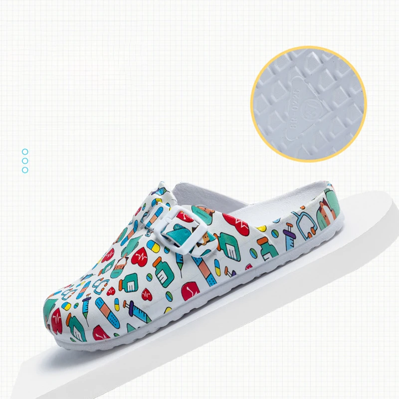 Print Medical Clogs Slip Resistant Doctor and Nurse Slippers Ultra Light Dentist Veterinary Footwear Premium Surgical Shoes YC-1