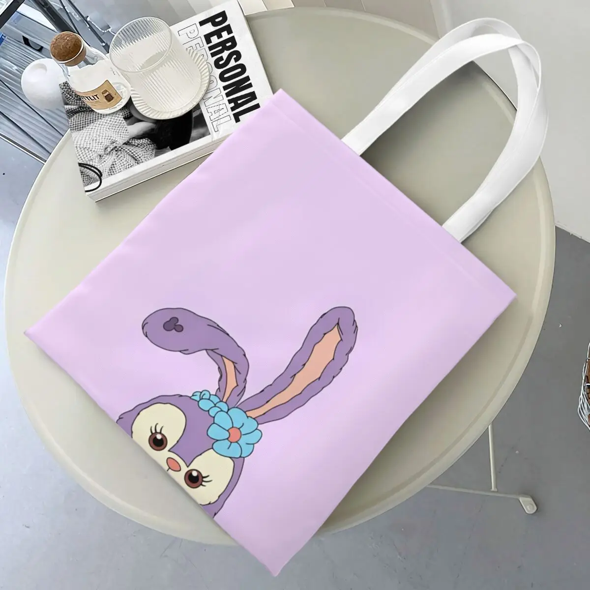 StellaLou Cartoon Character Canvas Tote Bag Trendy Large Capacity Shopping Bag for Women School Bags