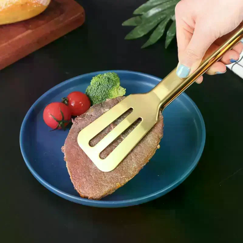 Stainless Steel Gold Food Tongs Heat Resistant Non Slip Multiple Styles For Kitchen Baking Serving Barbecue Grilling Dinner