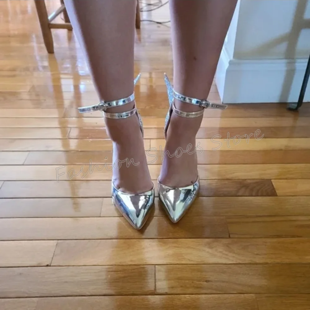 

Silver Butterfly Decor Ankle Buckle Pumps Pointed Toe Thin High Heels High Heel Shoes for Women Heels 2025 New Zapatos Para Muje