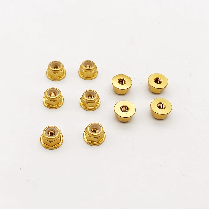 10 stücke M3/M4 Aluminium Legierung Flansch Nylon Einsatz Kontermutter Selbst-locking Mit Anti-skid Gummi ring Für RC Auto Scx10 Traxxas Rad