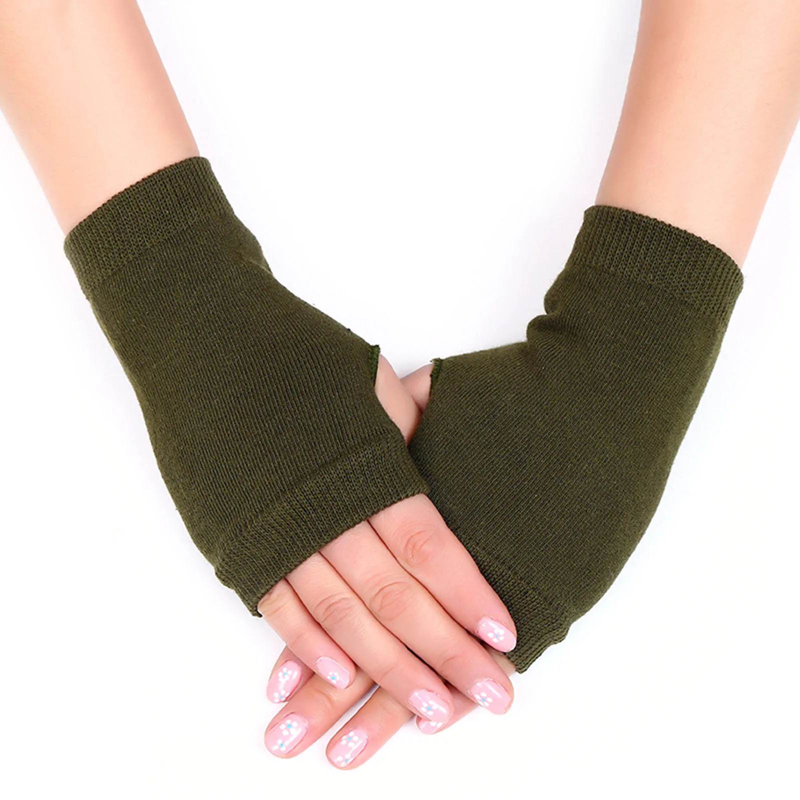 Hand Warmers Breathable Fingerless Gloves for Typing Gaming Men Women Cotton Knit Half Finger Gloves Stretch Fit Durable