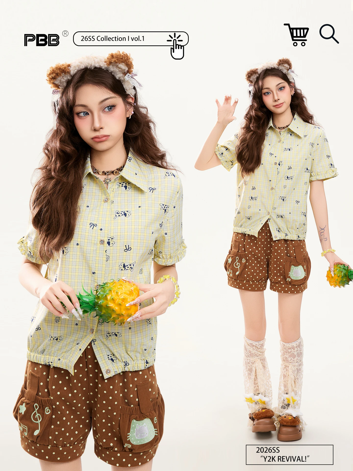 

Женская рубашка PBB Sweet Dog Print с коротким рукавом, в американском стиле, повседневная, свободного кроя, с завязками, из хлопка и полиэстера