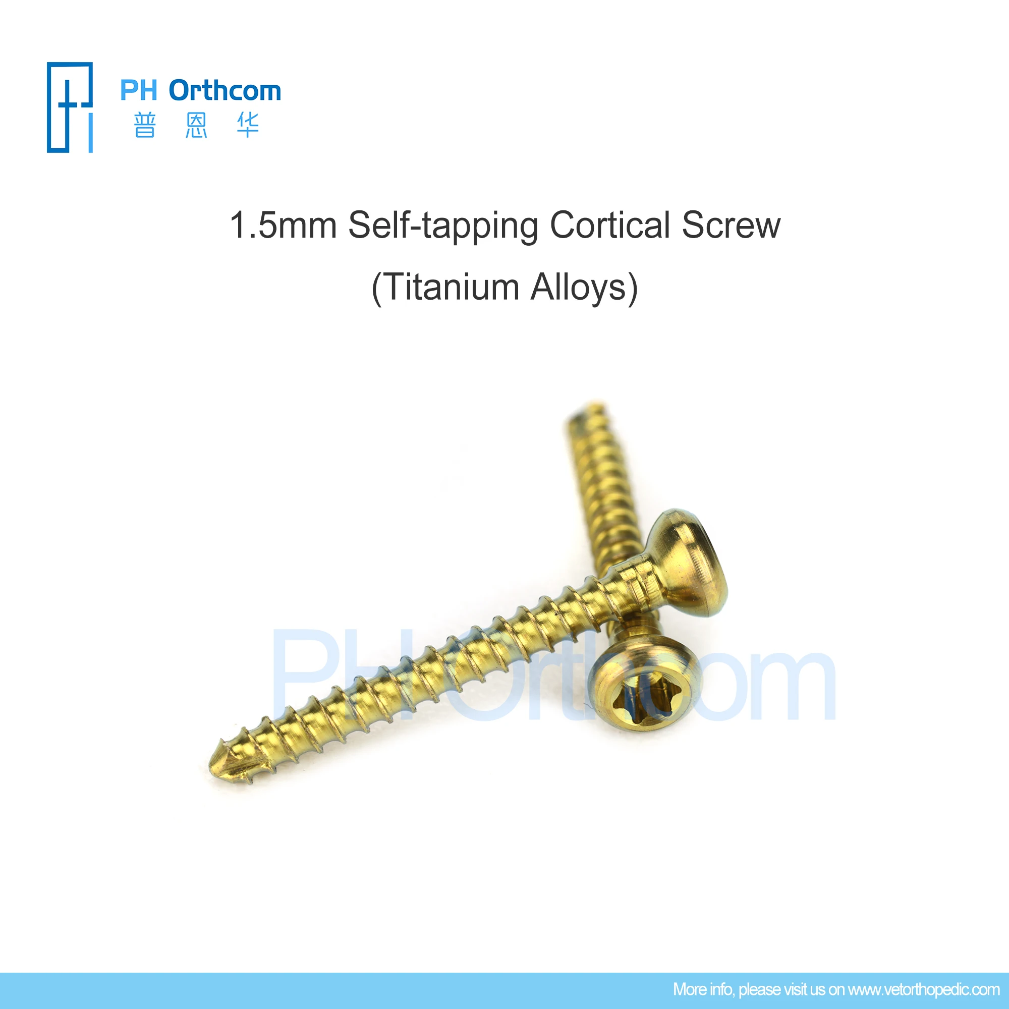 

1.5mm Titanium Star Drive Self-tapping Cortical Screw PurrWoof Implant Veterinary Pets Mascotas Orthopedic Surgical Instruments