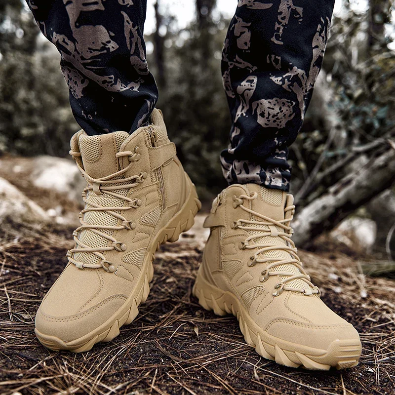 Upgraded Tactics Combat Training Boots Male Outdoors Camping Anti-wear Rapid Response Hiking Shoes Fishing Hunting Sneakers Men