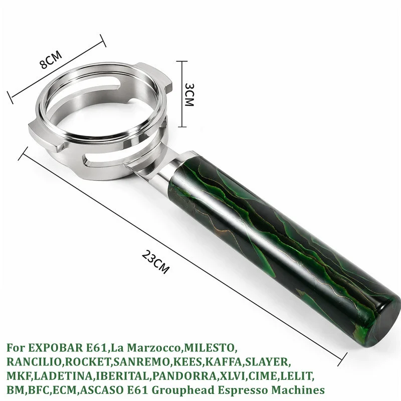 Resin Handle Horizontal Hollow-out Stainless Steel Bottomless Portafilter For Delonghi/Breville/E61 Espresso Coffee Machine
