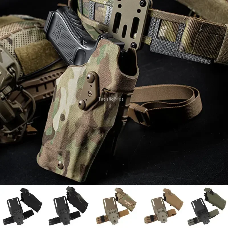 Funda táctica para pistola Glock17 Gen4 G19 con linterna X300 X300U, fundas para pierna caída de liberación rápida, transporte de pistola Airsoft para mano derecha