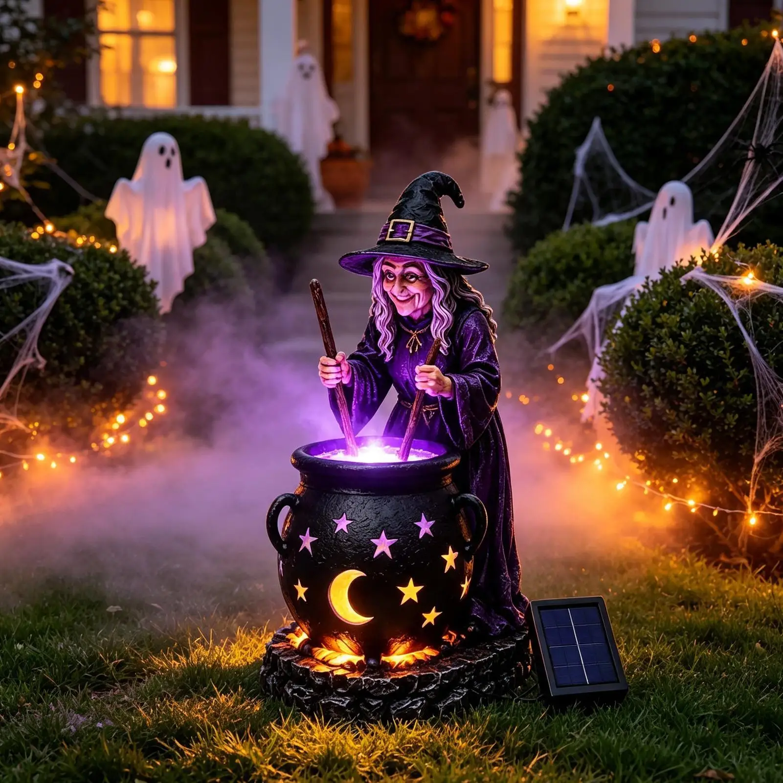 Witch Cauldron Garden Light Halloween Solar Powered Path Light for Homeowners Gardeners Landscapers Pathway Driveway Lawn
