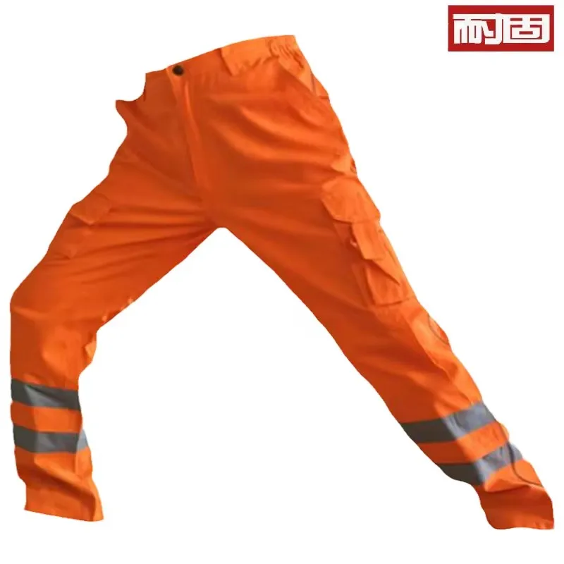 Durable American-Style Work Pants for Men, Summer Men's Pants with Reflective Strips, Work Pants for Mechanics, Workshop Labor Protection Clothing, Workwear