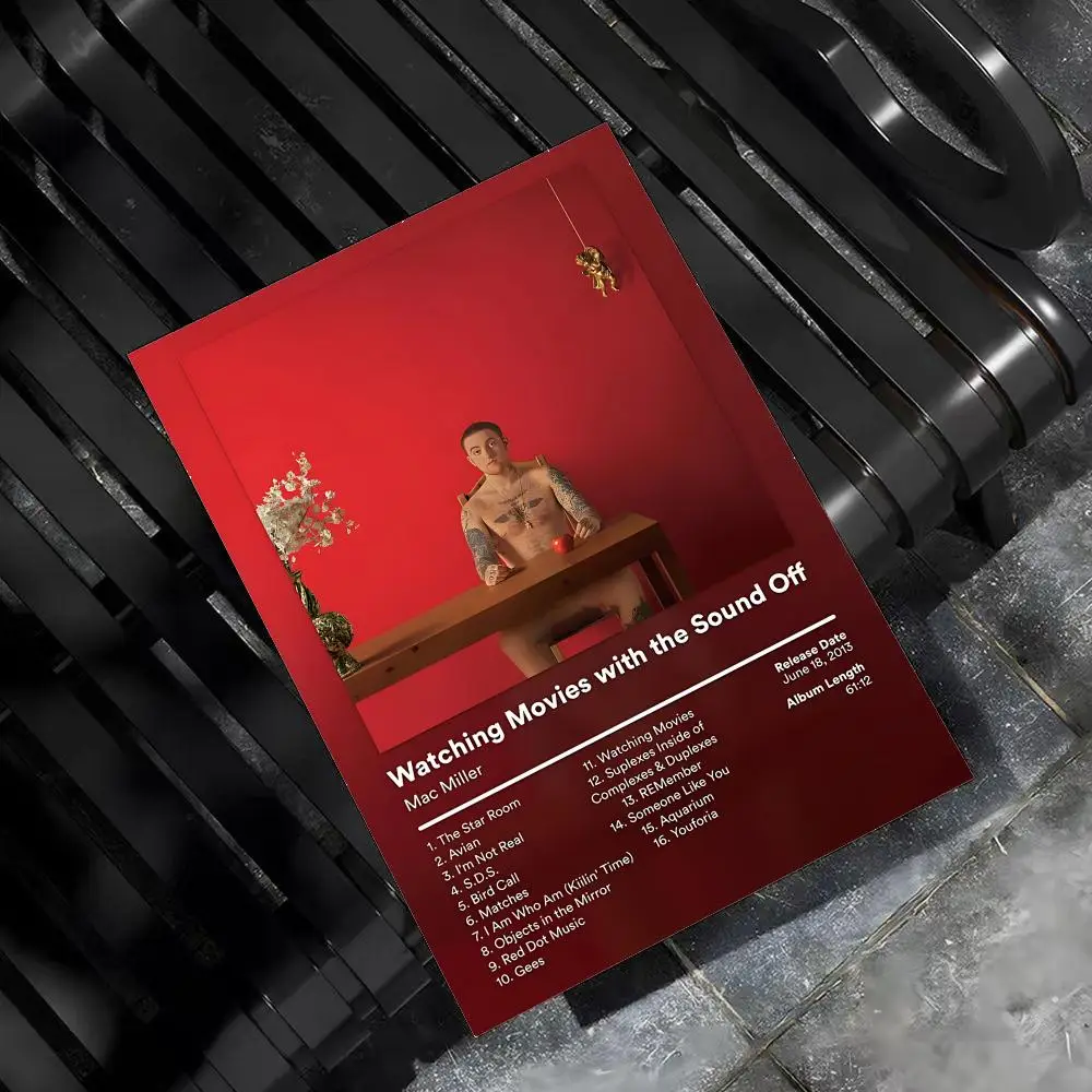 Mac M-Miller Rapper Sänger Poster, für Zuhause, Wohnzimmer, Schlafzimmer, Bar, Flur, klebrige Wandkunst, Druck, wasserfest, ästhetische Dekoration – Detail 6