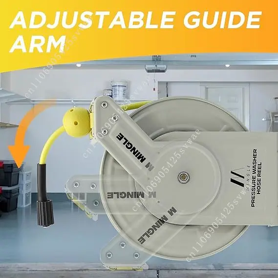 Professional Heavy Duty Hose Reel 1/4 60ft Retractable Pressure Washer Hose Reel Auto Rewind Hose Reel - Image 3