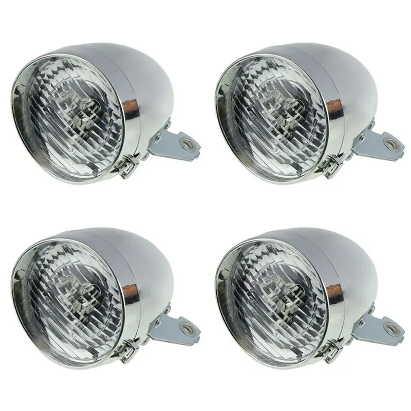 

AEF6-4X Retro Bicycle Bike Accessory Front Light Bracket Vintage 3LED Headlight (Silver)