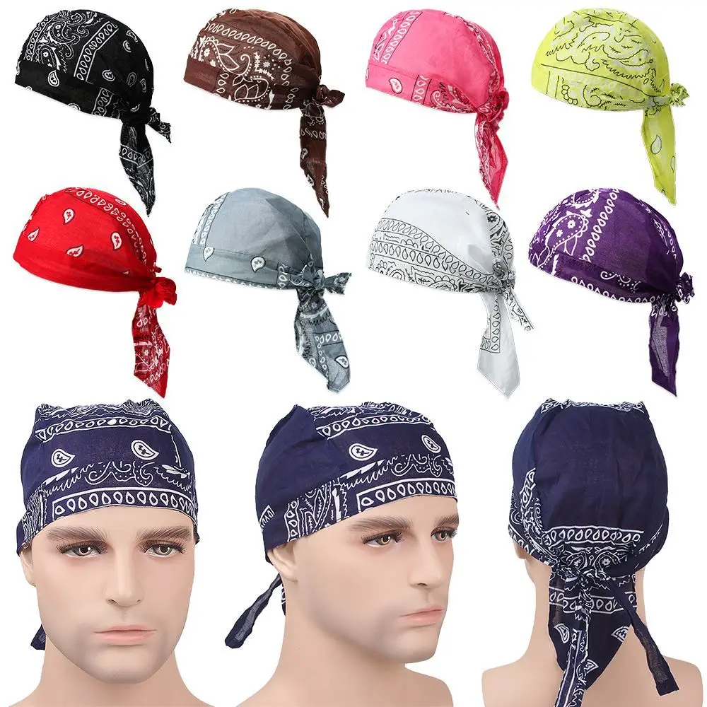 Men Women Cotton Pirate Hat Elastic Adjustable Headscarf Bandana Quick Dry Outdoor Sport Hair Loss Cap