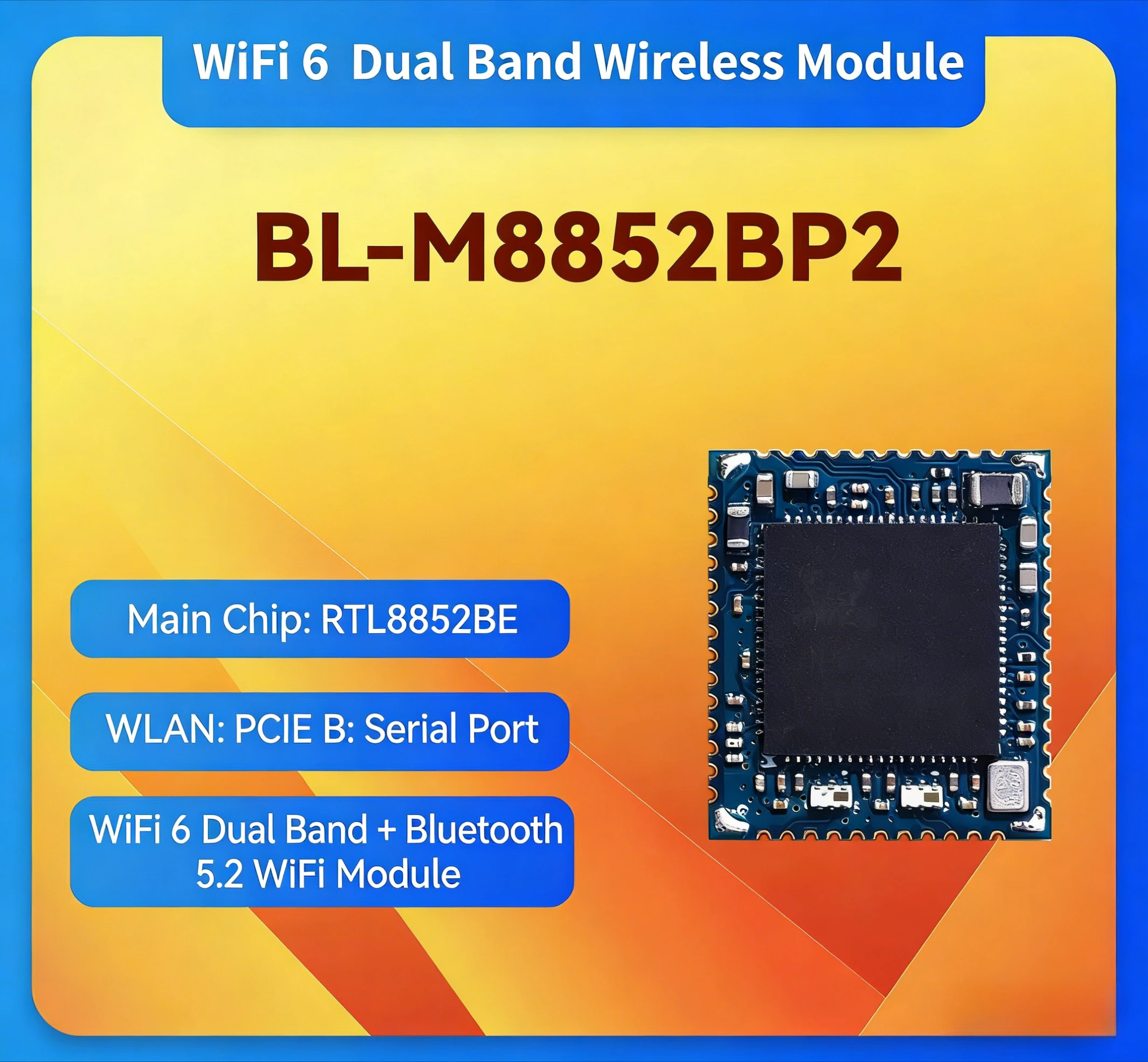 

WiFi6 PCIE Wireless Module with Realtek RTL8852BE Dual Band 2.4G 5G Gigabit BT For Video Transmission Cloud Computer