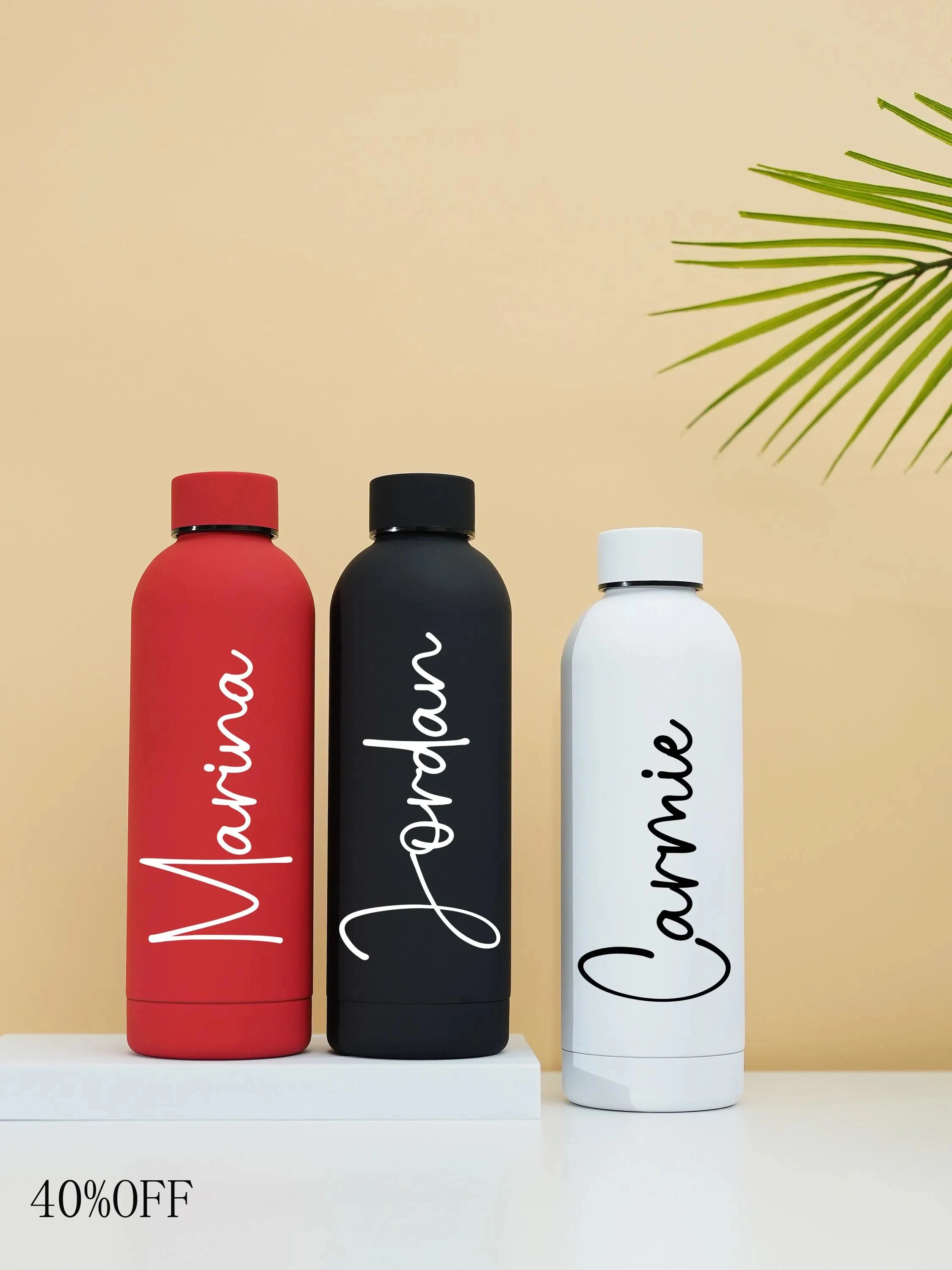 Custom Stainless Steel Tumbler Lid Personalized Insulated Drinkware Thermal Water Bottle Wedding Gift School Girlfriend Termos