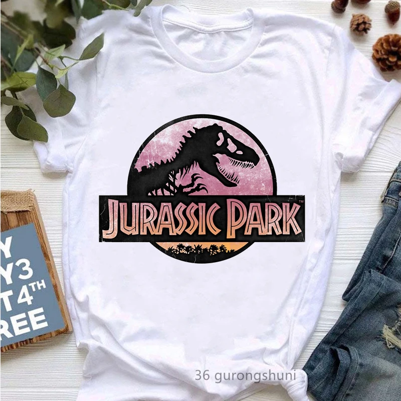 Glitter Jurassic Park Letter Print Tshirt Women Harajuku Kawaii Clothes Dinosaur R-Rex T Shirt Femme Summer Tops Tee Shirt 2023 - view 3