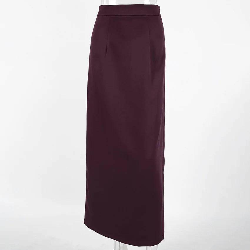 2026 Autumn/Winter Solid Color French Slim Fit Slit Skirt Women's Street Style Fashion Long Pencil Skirt Dark Brown Female Jupe