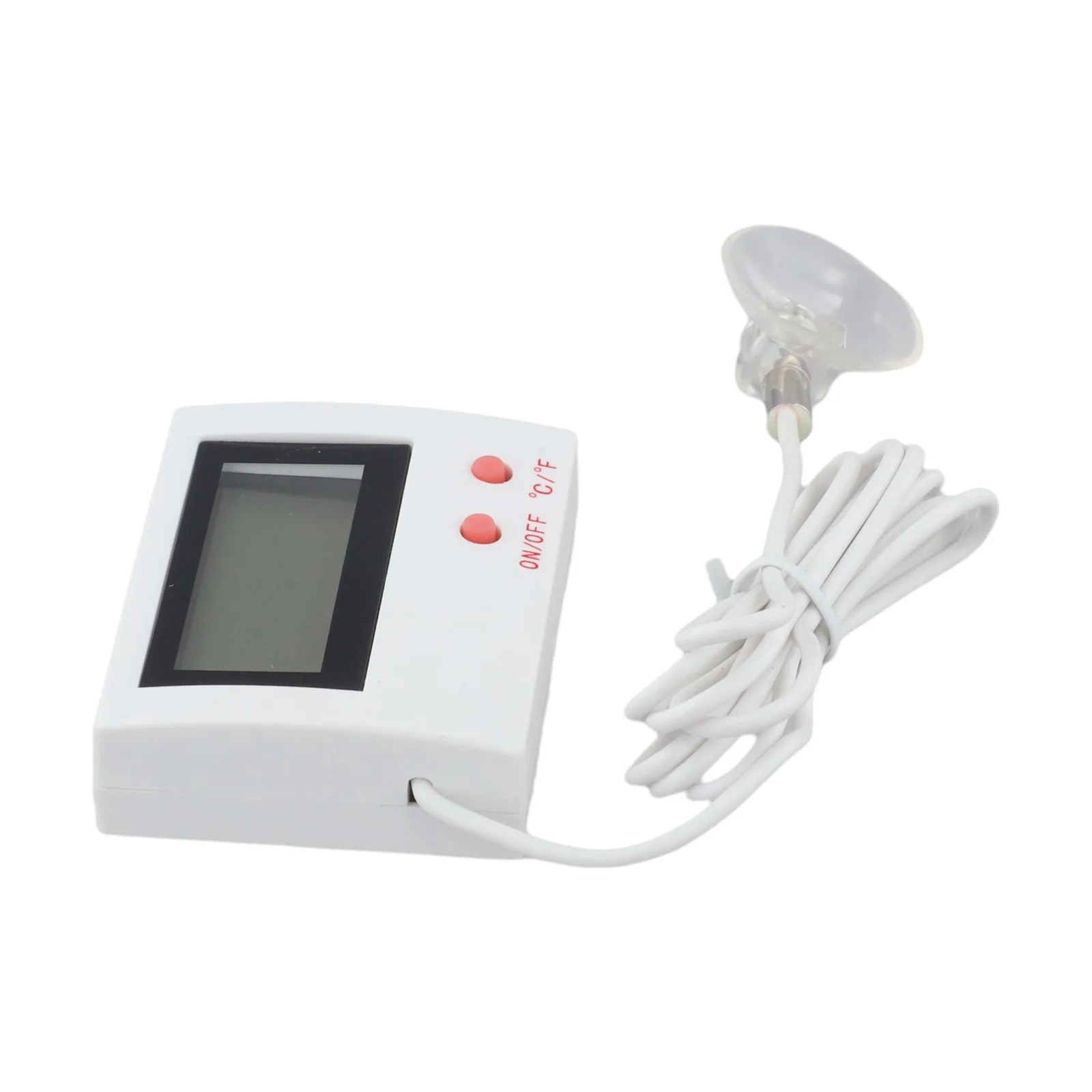 Compact digital thermometer for aquarium with switchable Celsius Fahrenheit temperature display and dual probes