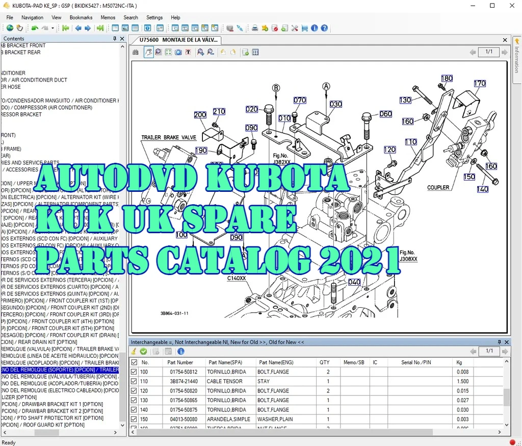 

Каталог запасных частей AutoDVD Kubota KUK UK 2021р.