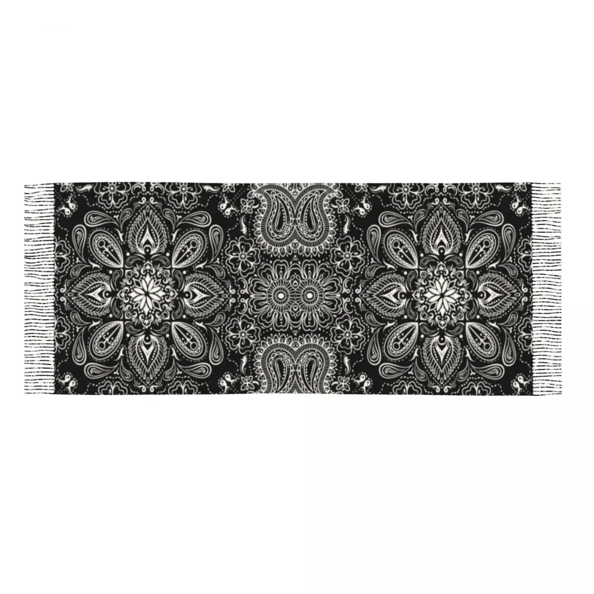 Lenço clássico estilo bandana preto pendão para mulheres, xale macio estampado Paisley, feminino, inverno, outono