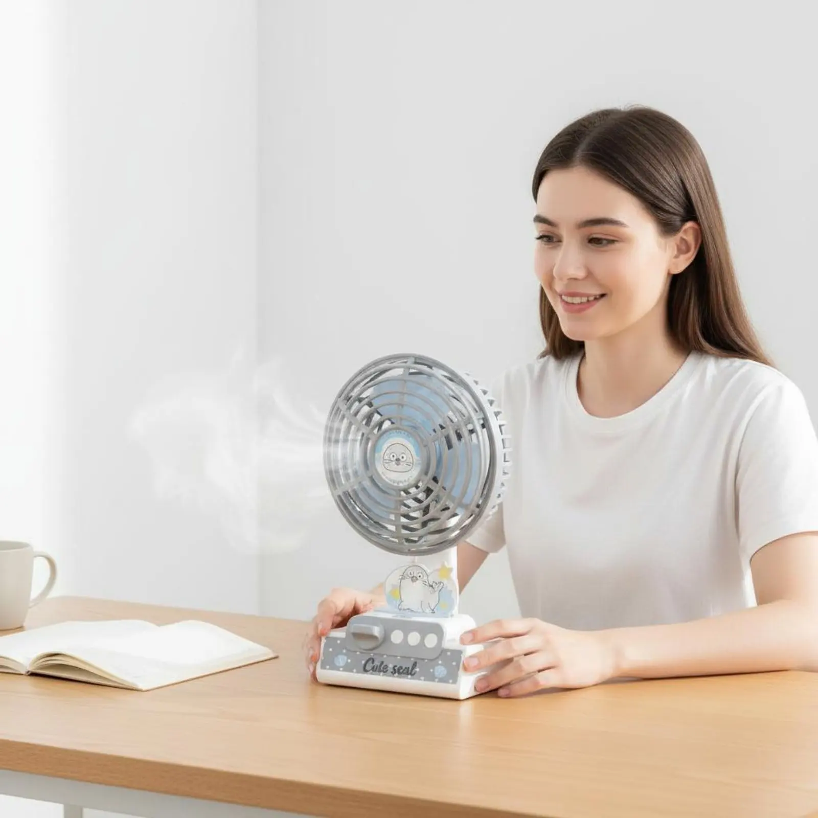 

Cartoon Penguin Fan Portable Mini Desk Fan Small Appliance Cute Design Adjustable Angle for Children, Office