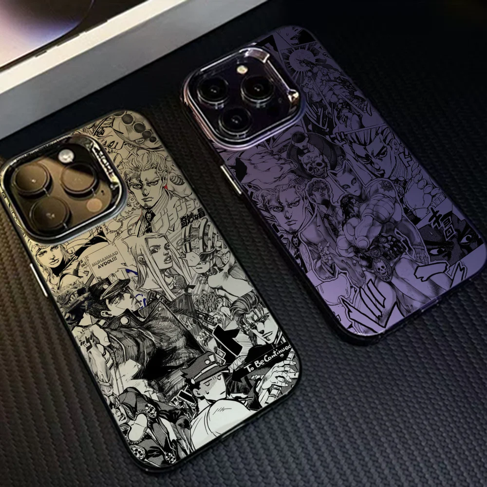 

JOJO Anime Kujo Jotaro Phone Case For IPhone 16 Pro Max 15 14 13 12 XS Plus 11 Fashion Matte Aurora Laser Gradient Shockproof C