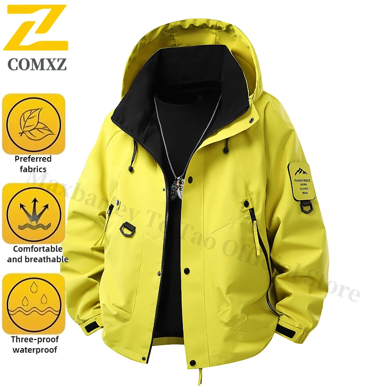 

High Quality Waterproof Windbreaker Fashionable and Versatile Hooded Assault Coat Multifunctional Windproof Mountaineering Suit