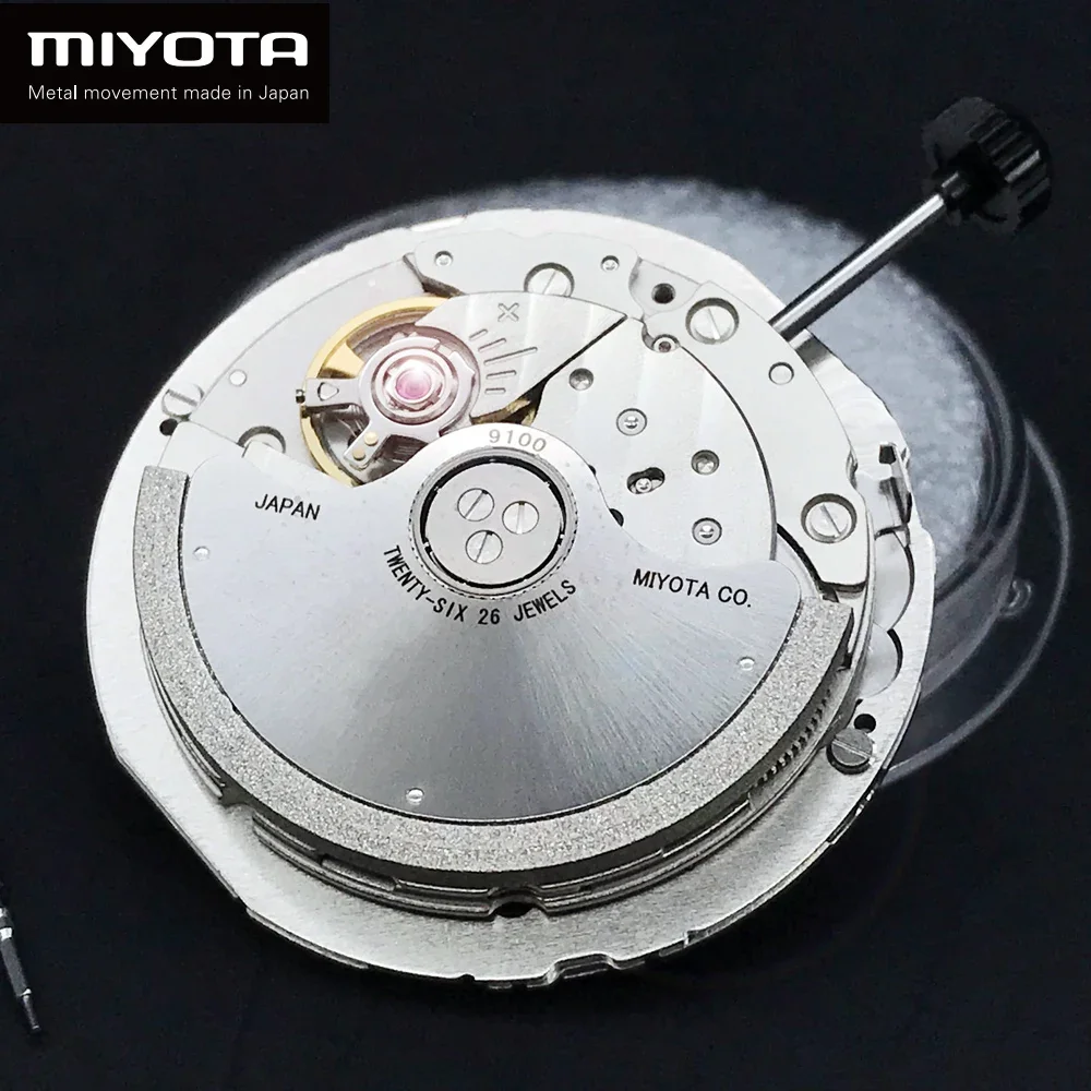 Japan MIYOTA 9100 Automatic Mechanical Movement Top Luxury Brand Watch Replace Movt Parts Twenty-Six Jewels with White Datewheel