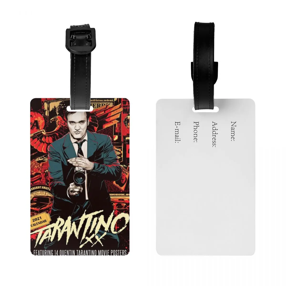 Etiqueta de equipaje de película personalizada Quentin Tarantino, etiquetas de equipaje de Protección de Privacidad, etiquetas de maleta de viaje