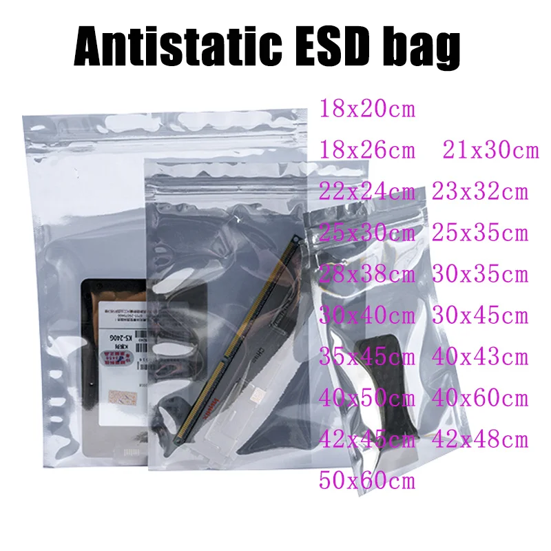 ESD Self Sealing Bags Transparent Anti Static Shielding Package for Storage Electronic Accessories USB Pouches