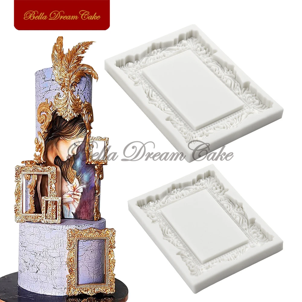 European Relief Frame Silicone Mold Fondant Chocolate Moulds DIY  Sugarcraft Clay Model Cake Decorating Tools Kitchen Bakeware