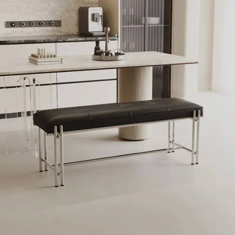 Simple Modern Bedside Stool Italian Light Luxury Stainless Steel Dining Chair Bench Bench Stool Household Shoe Changing