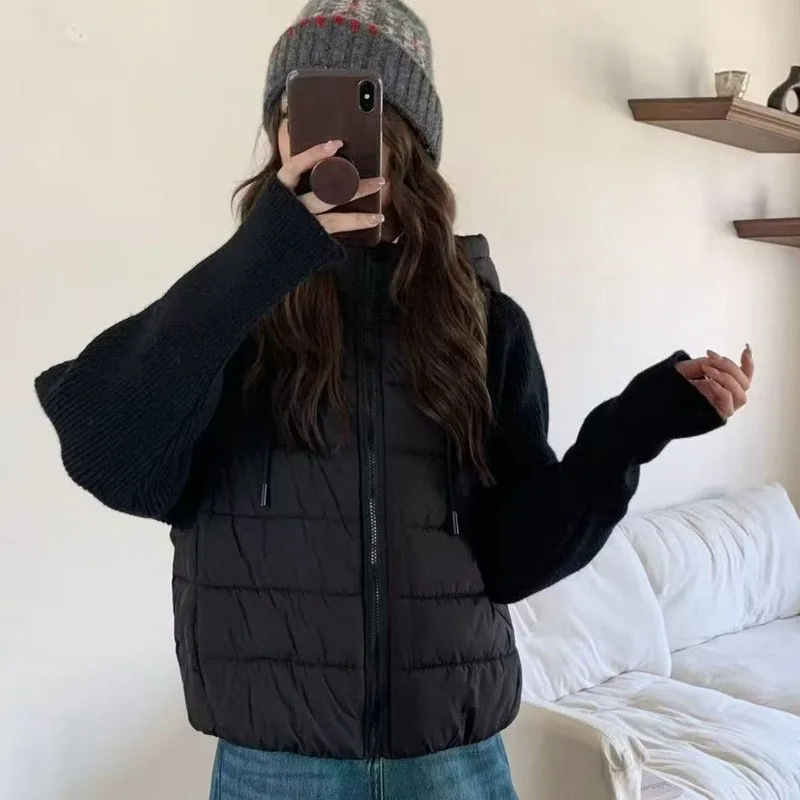 

Женская одежда, вязаное хлопковое пальто на пуху, теплое универсальное короткое новое зимнее пальто