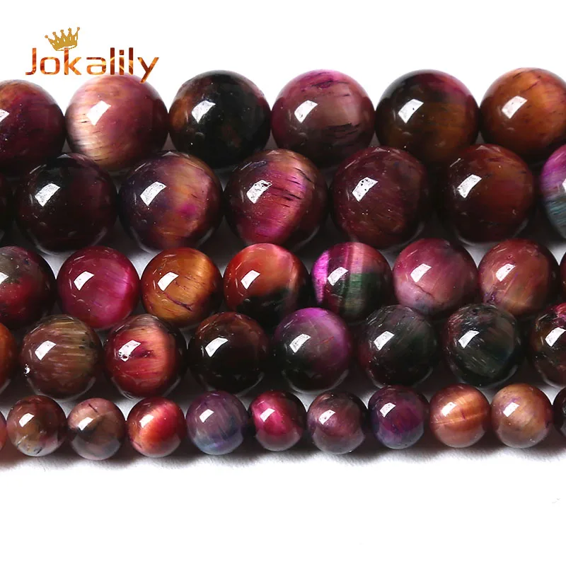 Rose Red Starry Sky Tiger Eye Beads For Jewelry Making Natural Stone Round Loose Beads DIY Bracelets Accessories 6 8 10 12mm 15