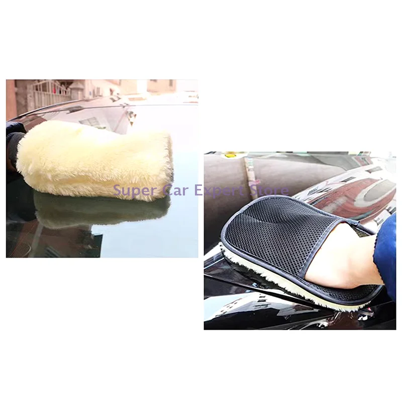 

Car Soft Polishing Glove Artificial Wool Car Washing Gloves Water Absorption Micro Fiber Car Wash Mitt For Glass Plastic Leather