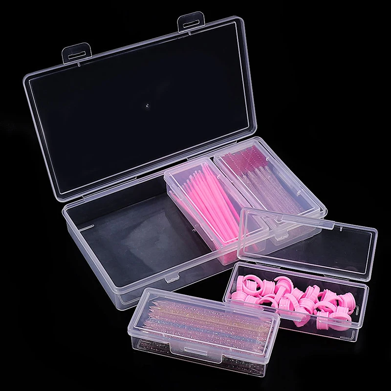 Transparent 4 Grid Independent Storage Box Nail Art Tool Dustproof Storage Box False Eyelash Extension Pallet Organizer Box