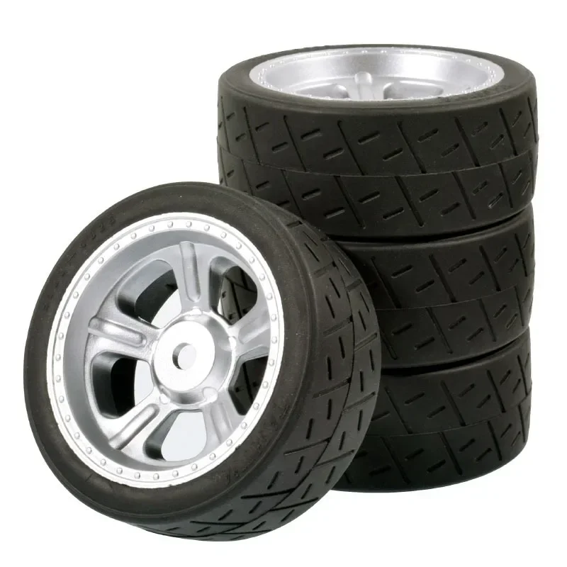 

4PCS 68mm 12mm Hex Rubber Tires Wheels 1/10 RC On Road Racing Car Upgrade Parts Compatible with Tamiya TT02 XV01 HSP HPI Kyosho
