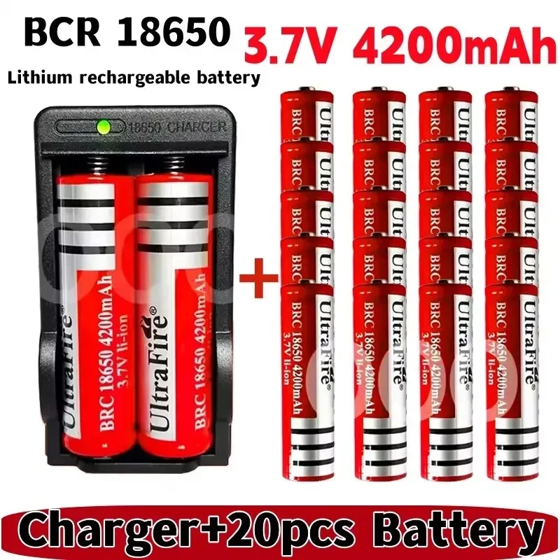 New 18650 Battery 4200mAh 3.7V 18650 Lithium-ion Battery Remote Screwdriver Rechargeable Battery+charger