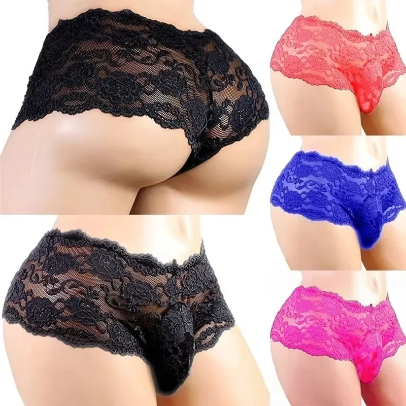 Men's Underwear Sexy Lingerie Sexy Panties Plus Siz Lace Sissy Male Breathable Jockstrap Briefs G-String Thongs Porno Underpants image 4
